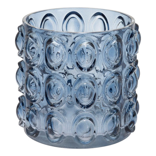 5" Navy Retro Bubble Glass Vase
